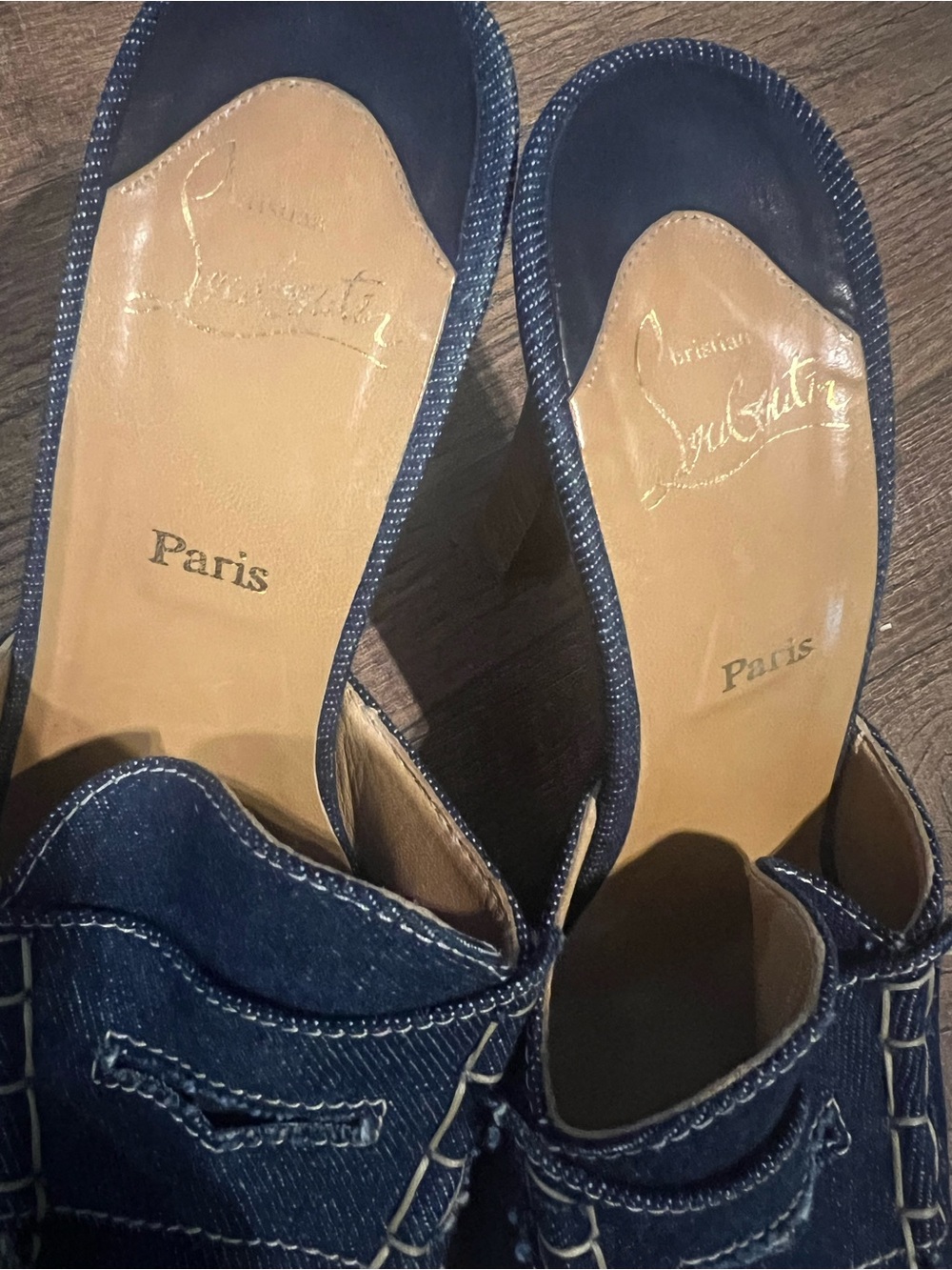 Christian Louboutin Dark Blue Denim Slide Mules - AUTHENTIC - Picture 10 of 11